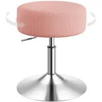 Woltu Schminktisch Hocker, Schminkstuhl, Höhenverstellbar, Cord Bequemstuhl, Hellrosa