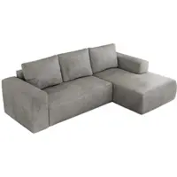 MKS Meble Sofa mit Schlaffunktion - Ecksofa mit Schlaffunktion und Bettkasten - Sofa 3 Sitzer - Schlafsofa - Couch - Schlafsofa mit Bettkasten - Trentino L - Hellgrau Velvet - Rechts