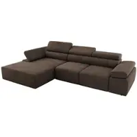 MKS Meble L-form Ecksofa RILASSO mit Relax-Funktion, verstellbare Kopfstützen - Braun Velvet - Links