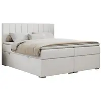 MKS Meble Boxspringbett mit 2 Bettkästen, Matratze und Topper, Polsterbett - ALLY - 160x200cm - Weiß - H3