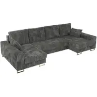 MKS Meble Ecksofa U mit Schlaffunktion und Bettkasten, Wohnlandschaft U-form - DORIAN U - Dunkelgrau Cord