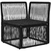 vidaXL Ecksofa Schwarz Poly-Rattan
