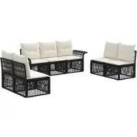 Syfax Gartensofa-set 7 stk. Schwarz Poly-Rattan