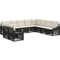 Syfax Gartensofa-set 10 stk. Schwarz Poly-Rattan
