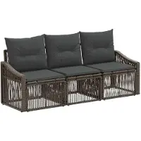Syfax Gartensofa-set 3 stk. Grau Poly-Rattan