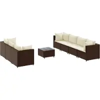 Syfax 8-tlg. Garten-Lounge-Set mit Kissen Braun Poly Rattan