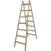 Krause STABILO Holz-Sprossen-DoppelLeiter, 2x7 Sprossen, beidseitig begehbar, 170095