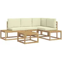 vidaXL Outdoor-Sofagarnitur 4 Stück Weiß und Creme Polyester
