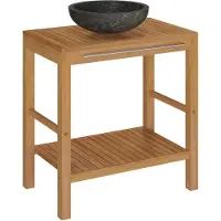 Syfax Waschtisch Massivholz Teak mit Waschbecken Marmor Schwarz