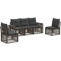 Syfax Gartensofa-set 5 stk. Grau und Dunkelgrau Poly-Rattan