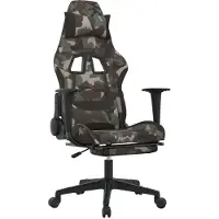 Syfax Gaming-Stuhl mit Massage & Fußstütze Schwarz Camouflage Stoff