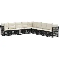 Syfax Gartensofa-set 9 stk. Schwarz Poly-Rattan