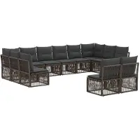 Syfax Gartensofa-set 12 stk. Grau Poly-Rattan