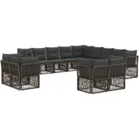 Syfax Gartensofa-set 13 stk. Grau Poly-Rattan