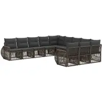 Syfax Gartensofa-set 11 stk. Grau und Dunkelgrau Poly-Rattan