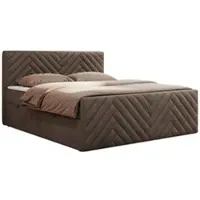 MKS Meble Boxspringbett 180x200 mit Bettkasten Matratze H4 - Paris Duo - Braun Velvet