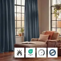 Neutex For You! Vorhang NEUTEX FOR YOU "SALITOS-NXFR", rauchblau, B:200cm H:240cm, Obermaterial: 100% Polyester, Gardinen, Vorhang, Dim-Out / verdunkelnd - schwer entflammbar / FR