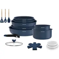 Arthur Martin AM5546 18-tlg. Kochgeschirr-Set mit Keramikbeschichtung – Induktion, Aluminium, abnehmbarer Griff, Pfannen 20/22/26 cm, Töpfe 16/18 cm, Stielkasserolle & Wok, inkl. Deckel & Utensilien