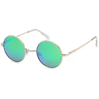 StyleBREAKER Sonnenbrille "Retro Sonnenbrille Klein Rund mit Federscharnier", Herren, grün (gestell gold, glas grün, blau verspiegelt), Modisch, Sonnenbrillen Sonnenbrille