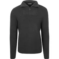 KnowledgeCotton Apparel Knowledge Cotton Apparel Wollpullover Half Zip Anthrazit