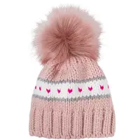 StyleBREAKER Strickmütze "Kinder Strick Bommelmütze Herzmuster" 1 Stk.