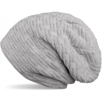 StyleBREAKER Strickmütze "Feinstrick Beanie mit Flecht Muster und Teddyfleece", Herren, grau (hellgrau), 100% Viskose CV., Modisch, Mützen Strickmütze