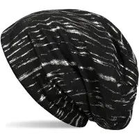 StyleBREAKER Beanie "Beanie mit Metallic Streifen Print", Herren, schwarz, Obermaterial: 50% Viskose CV. 50% Baumwolle CO., Modisch, Mützen Beanie