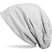 StyleBREAKER Beanie "Uni Slouch Beanie Mütze", Herren, grau (hellgrau meliert), Obermaterial: 65% Baumwolle CO. 35% Polyester PES., Modisch, Mützen Beanie