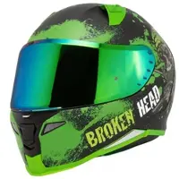 Broken Head Jack S. V2 Pro Grün Integralhelm + Visier Grün Verspiegelt S (55-56 cm)