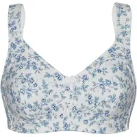 Susa Bügelloser BH "BH ohne Bügel Prints", Damen, Gr. 115, Cup E, blau (blau, flowers), Obermaterial: 92% Baumwolle CO. 6% Polyamid PA. 2% Elasthan EL., BHs Bügelloser BH