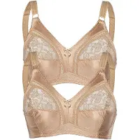 Sassa Soft-BH "2er Pack Soft BH ohne Bügel Basic", Damen, Gr. 85, Cup C, beige (beige beige), Spitze, Obermaterial: 92% Polyester PES. 8% Elasthan EL., BHs Soft-BH
