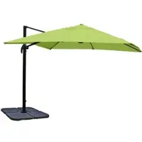Mendler Gastronomie-Ampelschirm HWC-A96, Sonnenschirm, 3x3m (Ø4,24m) Polyester/Alu 23kg grün mit Ständer, drehbar