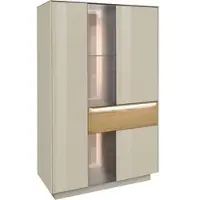 Mäusbacher Highboard MÄUSBACHER "Nova", beige (kaschmir), B:96cm H:151cm T:42cm, Sideboards, Highboard, Highboard, BHT 96/151/42 cm, inkl. Griffbeleuchtung, Türdämpfung