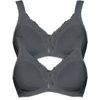 Viania Soft-BH "2er Pack Soft BH Helga", Damen, Gr. 80, Cup E, grau (graphite graphite), Stoff, Obermaterial: 68% Polyester PES. 13% Elasthan EL. 12% Baumwolle CO. 7% Polyamid PA., BHs Soft-BH