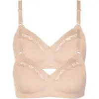 Lisca Soft-BH "2er Pack Soft BH Manja", Damen, Gr. 85, Cup D, beige, Spitze, Obermaterial: 100% Baumwolle CO., BHs Soft-BH