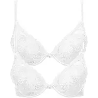 Lisca Push-up-BH "2er Pack Push up BH Evelyn", Damen, Gr. 90, Cup A, weiß, Spitze, Obermaterial: 82% Polyamid PA. 18% Elasthan EL., BHs Push-up-BH