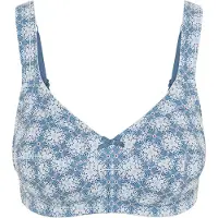 Susa Bügelloser BH "BH ohne Bügel Print", Damen, Gr. 115, Cup E, blau (blau, weiß), Stoff, Obermaterial: 50% Polyester PES. 34% Baumwolle CO. 11% Elasthan EL. 5% Polyamid PA., BHs Bügelloser BH