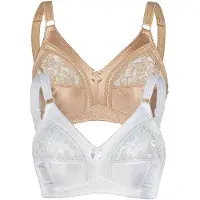 Sassa Soft-BH "2er Pack Soft BH ohne Bügel Basic", Damen, Gr. 85, Cup C, bunt (weiß beige), Spitze, Obermaterial: 92% Polyester PES. 8% Elasthan EL., BHs Soft-BH