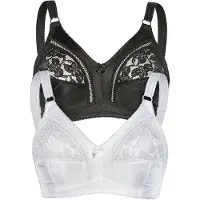 Sassa Soft-BH "2er Pack Soft BH ohne Bügel Basic", Damen, Gr. 75, Cup B, bunt (schwarz weiß), Spitze, Obermaterial: 92% Polyester PES. 8% Elasthan EL., BHs Soft-BH