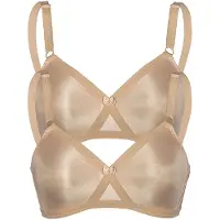 Sassa Soft-BH "2er Pack Soft BH mit Kreuzblende Functional Bras", Damen, Gr. 80, Cup C, beige (puder puder), Obermaterial: 88% Polyamid PA. 12% Elasthan EL., BHs Soft-BH