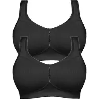 Susa Bügelloser BH "2er Pack Entlastungs BH Cremona", Damen, Gr. 90, Cup B, schwarz (schwarz schwarz), Obermaterial: 76% Polyamid PA. 24% Elasthan EL., BHs Bügelloser BH