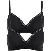 Lisca Soft-BH "2er Pack Soft BH Ines", Damen, Gr. 80, Cup C, schwarz, Stoff, Obermaterial: 95% Baumwolle CO. 5% Elasthan EL., BHs Soft-BH