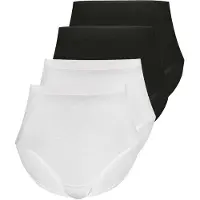 Sassa Maxislip "4er Sparpack Slip Maxi LOVELY SKIN", Damen, Gr. 46, bunt (schwarz, weiß), Obermaterial: 95% Modal CMD. 5% Elasthan EL., Unterhosen Maxislip