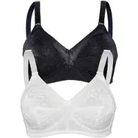 Sassa Soft-BH "2er Pack Soft BH SHINY JACQUARD", Damen, Gr. 90, Cup C, bunt (schwarz weiß), Obermaterial: 50% Polyester PES. 47% Polyamid PA. 3% Elasthan EL., BHs Soft-BH