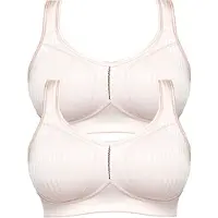 Susa Bügelloser BH "2er Pack Entlastungs BH Cremona", Damen, Gr. 90, Cup D, beige (nude nude), Obermaterial: 76% Polyamid PA. 24% Elasthan EL., BHs Bügelloser BH