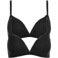 Lisca Triangel-BH "2er Pack Triangel BH ohne Bügel Ines", Damen, Gr. 75, Cup C, schwarz, Spitze, Obermaterial: 95% Baumwolle CO. 5% Elasthan EL., BHs Triangel-BH