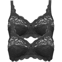 Susa Bügelloser BH "2er Pack BH ohne Bügel Latina", Damen, Gr. 80, Cup B, schwarz (schwarz schwarz), Spitze, Obermaterial: 77% Polyamid PA. 15% Baumwolle CO. 8% Elasthan EL., BHs Bügelloser BH