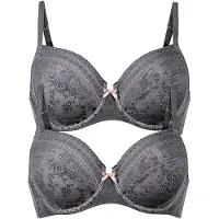 Anita Bügel-BH "2er Pack Bügel BH Fleur", Damen, Gr. 95, Cup D, grau (anthrazit anthrazit), Spitze, Obermaterial: 87% Polyamid PA. 13% Elasthan EL., BHs Bügel-BH