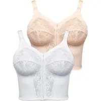 Susa Entlastungs-BH "2er Pack Longline BH Classics", Damen, Gr. 85, Cup D, bunt (beige weiß), Obermaterial: 65% Polyamid PA. 25% Elasthan EL. 10% Baumwolle CO., BHs Entlastungs-BH