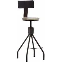 CLP Barhocker ELKO im Industrial-Look I Höhenverstellbarer Thekenhocker mit Holzsitz und Rückenlehne I Metallhocker mit Fußstütze, Farbe: bronze